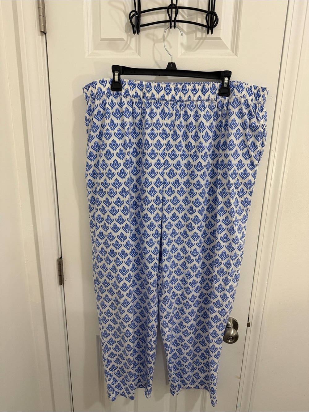 Blue Printed Women's Pajama Pants - Elastic Waist Size 1X